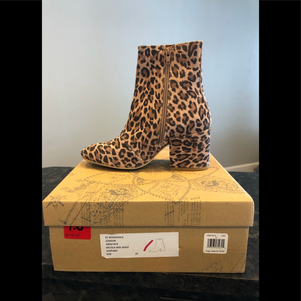 Free People Leopard Chunky Heel Bootie